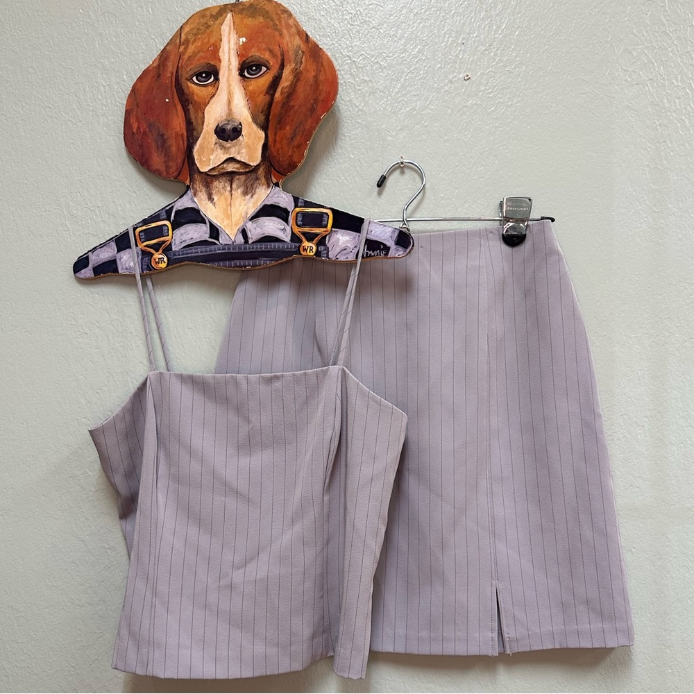 Vintage pinstripe mini skirt set